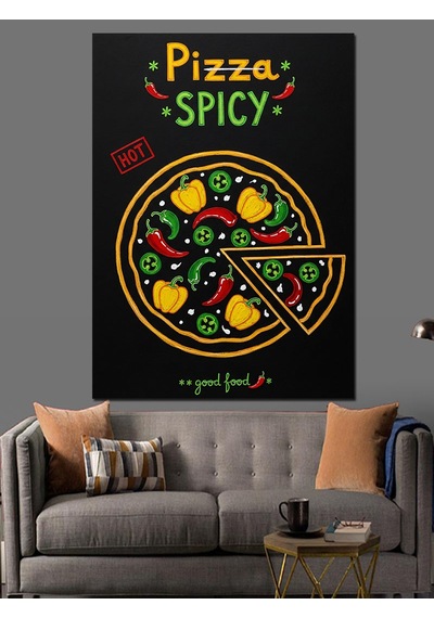 Karizma Tablo Acı Baharatlı Pizza Posteri Dekoratif Kanvas - Mdf Ahşap Tablo