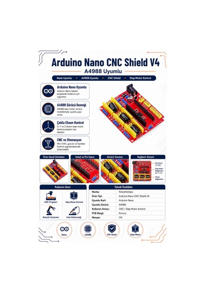 Arduino Nano Cnc Shield V4 A4988 Uyumlu