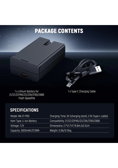 Neewer Nb-z1 Pro 7.2v 3000mah Li-ion Yedek Batarya