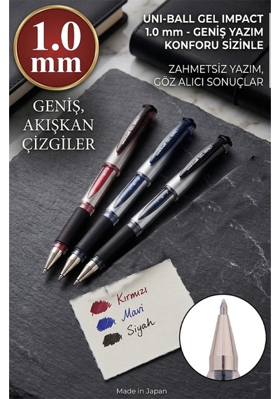Siyah İmza Kalemi 5 Adet Uniball Gel İmpact 1.0 Mm Roller Pilot Kalem Um-153s Roller Uçlu Likit Mürekkepli Pilot Kalem