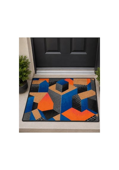 Kapı Önü Paspası Kaymaz Ağır Tabanlı Geometrik, Desenli Desen Dekoratif , Kolay Temizlenir 45x70 Cm Kod T12 Kahverengi