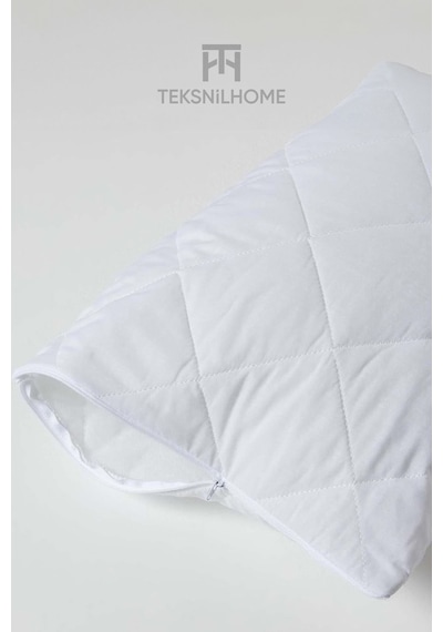 Yumuşak 4 Adet Kapitone Yastık 800 Gram Fermuarlı Yastık Kılıflı 50 X 70 Cm Beyaz