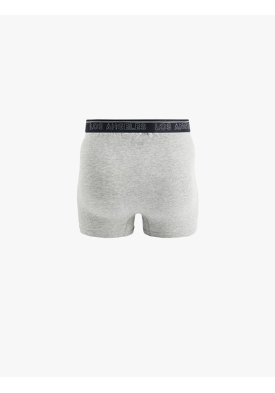 Koton Baskılı Lastikli Basic Pamuklu 3'lü Boxer Seti Gri Melanj 6wlm90040mk Gri Melanj