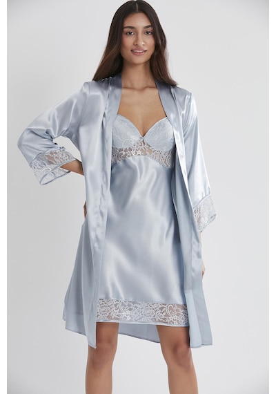 Pierre Cardin Saten Dantelli Gecelik Ve Sabahlık Takımı - 4075 Mist