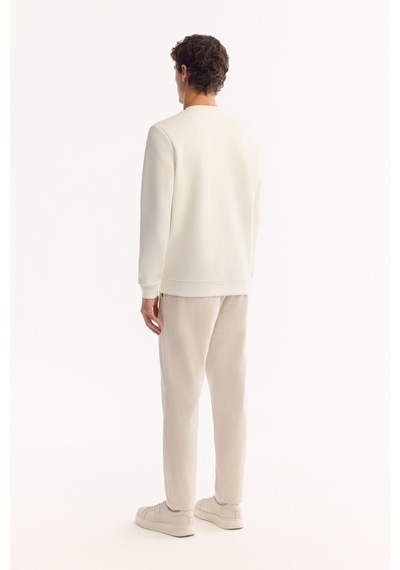 Avva Erkek Ekru Bisiklet Yaka Pamuklu Bi-stretch Baskılı Regular Fit Sweatshirt A52y1289