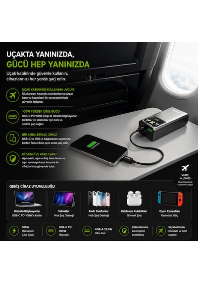 Sbs 20.000 Mah 100w Power Delivery Powerbank Lcd Ekran 2x Usb-c Pd 100w + Usb-a 22.5w Dizüstü Bilgisayar Uyumlu Silver-Gri Sbs 20.000 Mah 100w Power Delivery Powerbank Lcd Ekran 2x Usb-c Pd 100w + Usb-a 22.5w Dizüstü Bilgisayar Uyumlu Silver-Gri