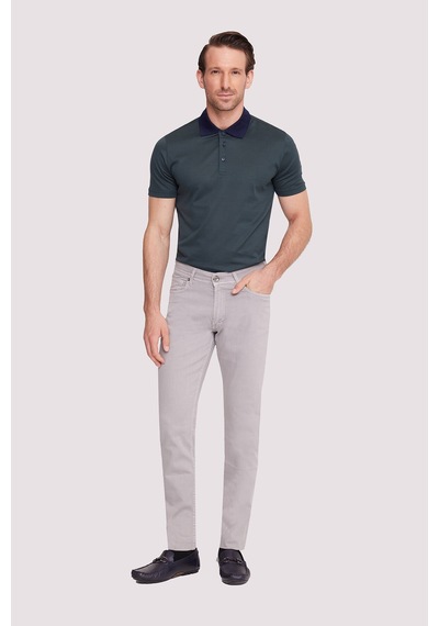 Erkek Gri Slim Fit Üst Cep Kanvas Pantolon