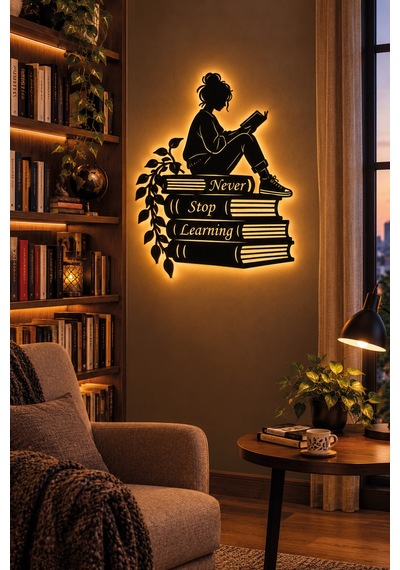 Led Işıklı Tablo Kitap Okuyan Kız Dekoratif Duvar Tablosu Never Stop Learning Kitap Temalı Dekoratif Sarı - 932543327 Sarı Led Işıklı Tablo Kitap Okuyan Kız Dekoratif Duvar Tablosu Never Stop Learning Kitap Temalı Dekoratif Sarı - 932543327 Sarı