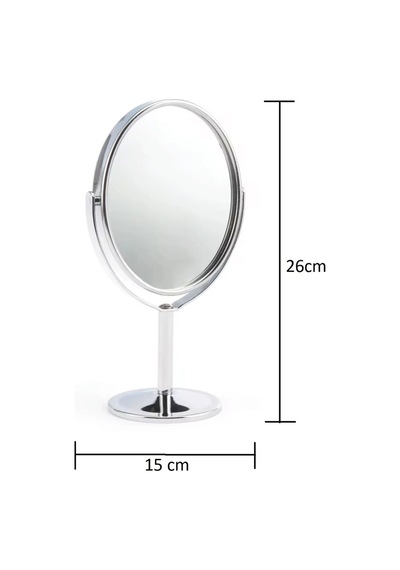 Oval Masaüstü Ayaklı 360 Dönebilen, İşyeri, Seyahat İçin Mini Krom Ayna 15x25cm Belirtilmemis