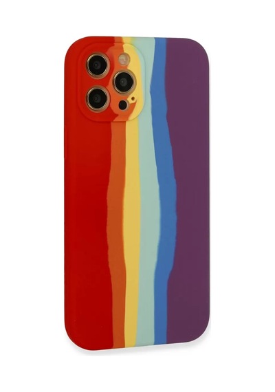 Newface Apple Apple iPhone Uyumlu  12 Pro Max Kılıf Ebruli Lansman Silikon - Kırmızı-mor