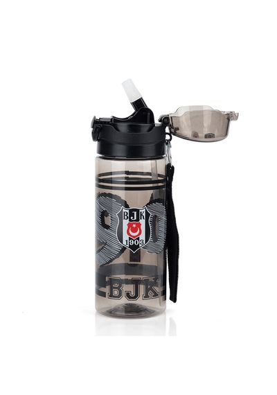 Beşiktaş Lisanslı 500ml Pipetli Kilitli Kapaklı Siyah Matara - Orijinal Bjk Taraftar Suluk Siyah - Beyaz