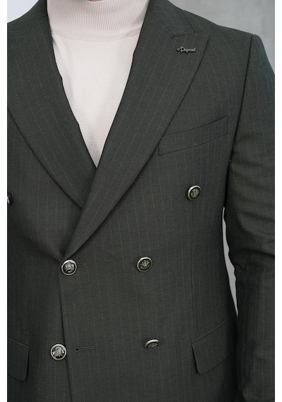 Dupont Classics Dupont Slim Fit Sivri Yaka 6 Drop Çift Yırtmaç Çizgili Viskon Kruvaze Erkek Takım Elbise Yeşil Dupont Classics Dupont Slim Fit Sivri Yaka 6 Drop Çift Yırtmaç Çizgili Viskon Kruvaze Erkek Takım Elbise Yeşil