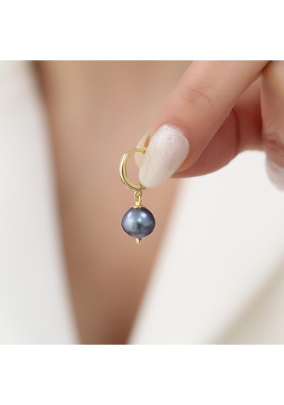 925 Ayar Gümüş Barock Ocean Blue Tatlısu İncisi Küpe-10mm