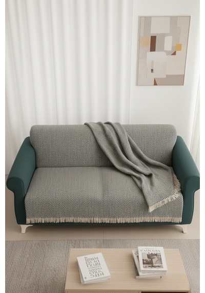 Pamuklu Koltuk Örtüsü 170x210 Cm Tekli&üçlü Koltuk,çekyat Ve Berjer İçin Modern Çizgili Yıkanabilir Antrasit
