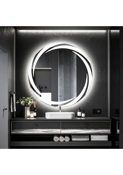 Whirilwind Beyaz Led'li Lazer Kumlamalı Lavabo & Banyo Aynası Dokunmatik Sensörlü 70 X 70