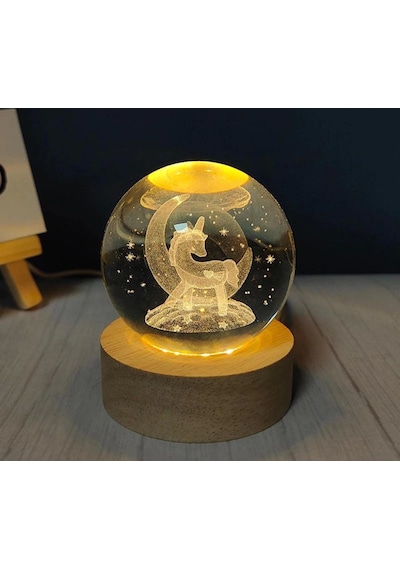 Unicorn Tasarımlı Işıklı Cam Küre Kod 54