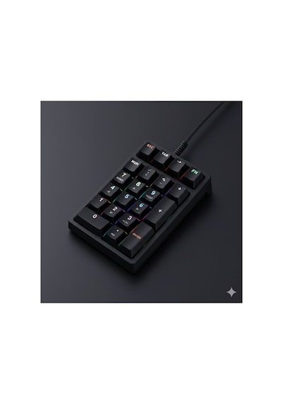 Rgb Mekanik Sayısal Tuş Takımı 21 Tuşlu Kablolu Numpad, Mavi Switch, Gaming & Ofis Klavye Siyah