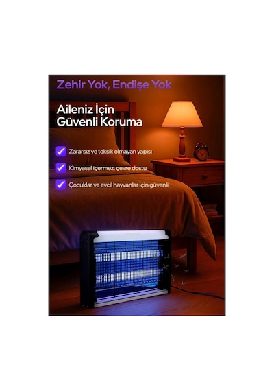 Aqm01 Çift Ampullü Elektrikli Sineklik Sivrisinek Kovucu Yakalama Cihazı 30 M² Etki Alanı Dış Mekan