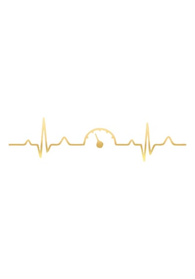 Kalp Atışı İbre Araba Sticker 17x17 Cm Gold