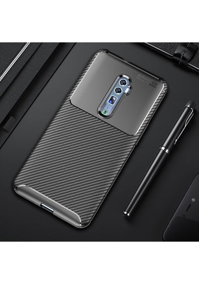 Oppo Reno 10x Zoom Kılıf Karbon Desenli Esnek Yüksek Kaliteli Meteryalden Üretilmiş Silikon Kapak Ryc/negro Siyah
