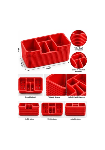 Modern Diş Fırçası Diş Macunu Vb. Çok Amaçlı Organizer 3 D Tasarım Kırmızı Kırmızı