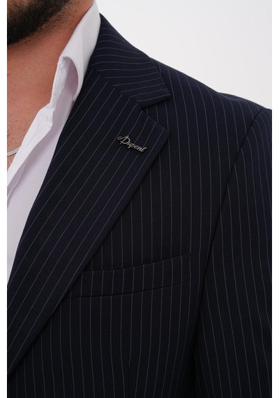 Dupont Classics Dupont Slim Fit Mono Yaka 6 Drop Çift Yırtmaç Çizgili 2'li Takım Elbise Lacivert Dupont Classics Dupont Slim Fit Mono Yaka 6 Drop Çift Yırtmaç Çizgili 2'li Takım Elbise Lacivert