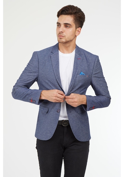 Sposo 5115 Dar Kalıp  Örme Kot İndigo Erkek Blazer Ceket İndigo