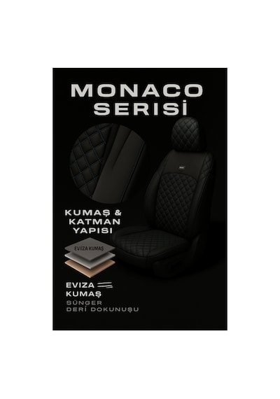 Mini Cooper 2014 Ve Sonrası Uyumlu Monaco Serisi Siyah Oto Koltuk Kılıfı