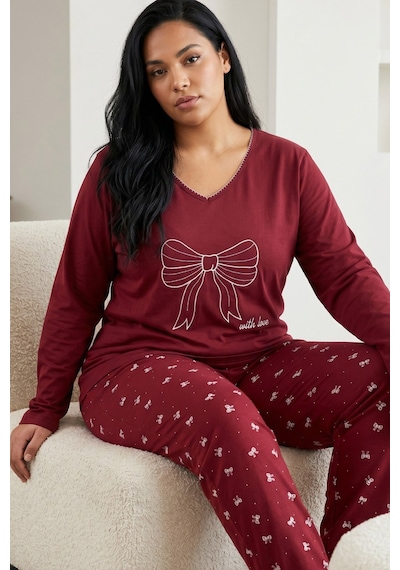Siyah İnci Pamuklu Likralı Büyük Beden Battal Boy Örme Pijama Takım26240909 Bordo Siyah İnci Pamuklu Likralı Büyük Beden Battal Boy Örme Pijama Takım26240909 Bordo
