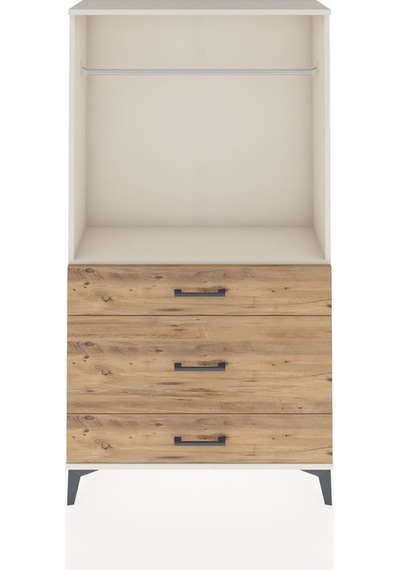 Arges Dolap Tek Raflı 3 Çekmeceli Tek Askılı 88x30x163 Aytaşı-çam Aytası
