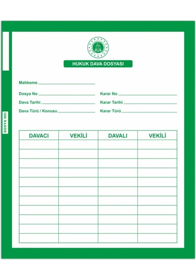 Sert Kırtasiye 300 G Bristol Dava Ve Mahkeme Dosyası Yeşil / Beyaz 50li
