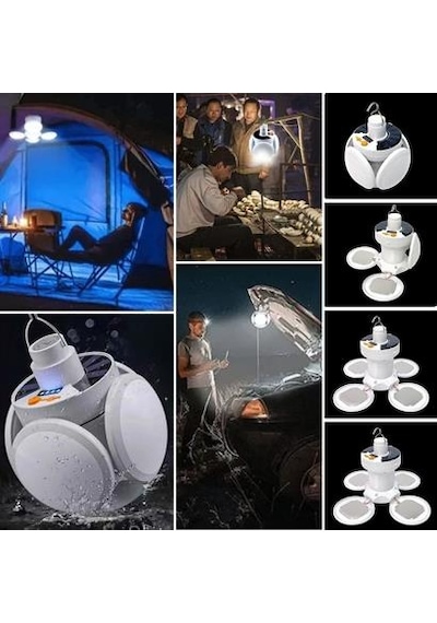 Petinka Kamp Feneri 5 Led 'li 3 Farklı Işık Modlu Güneş Enerjili Solar Aydınlatma Asılabilir Fener