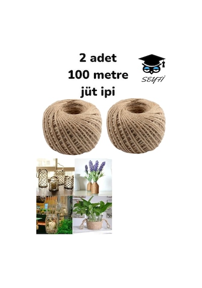 2 Adet Kırnap İp Çok Amaçlı 100 Metre Jüt Keten Kendir İpi.ambalaj,paketleme,davetiye,süsleme İpi