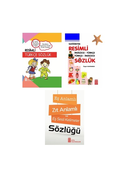 Resimli Türkçe Sözlük-resimli İngilizce Sözlük-eş Anlamlı,zıt Anlamlı Kelimeler Sözlüğü Ciltli
