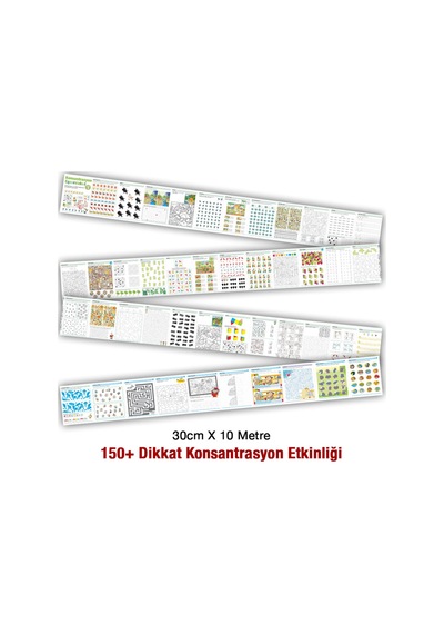 Dikkat Ve Konsantrasyon Etkinlik Rulosu V2 150+ Dikkat Egzersizi Büyük Boy 10 Metre - 908811763