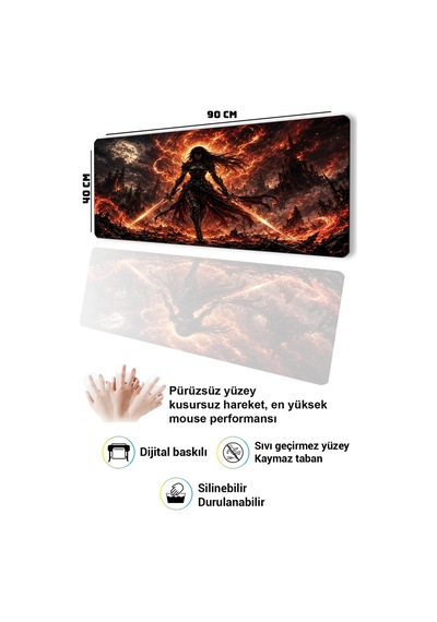 Sonictouch Klavye Mousepad 40x90cm Dikişsiz Pürüzsüz Sıvı Geçirmez Kaymaz Taban Kor Savaşçısı