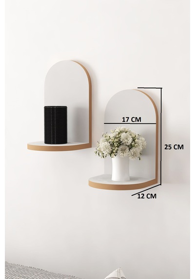 Dekoratif Duvar Rafı 25x 17 X 12 2 Adet Raf Beyaz