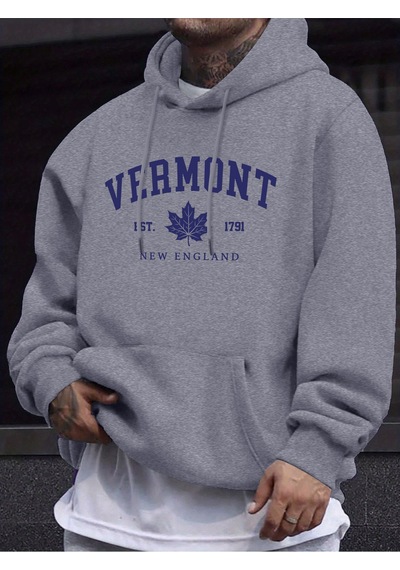 Startmore Startmorevermont New England Est 1791 Pattern Man's Tops Autumn Casual Pullovers Street Warm Sweatshir Gri