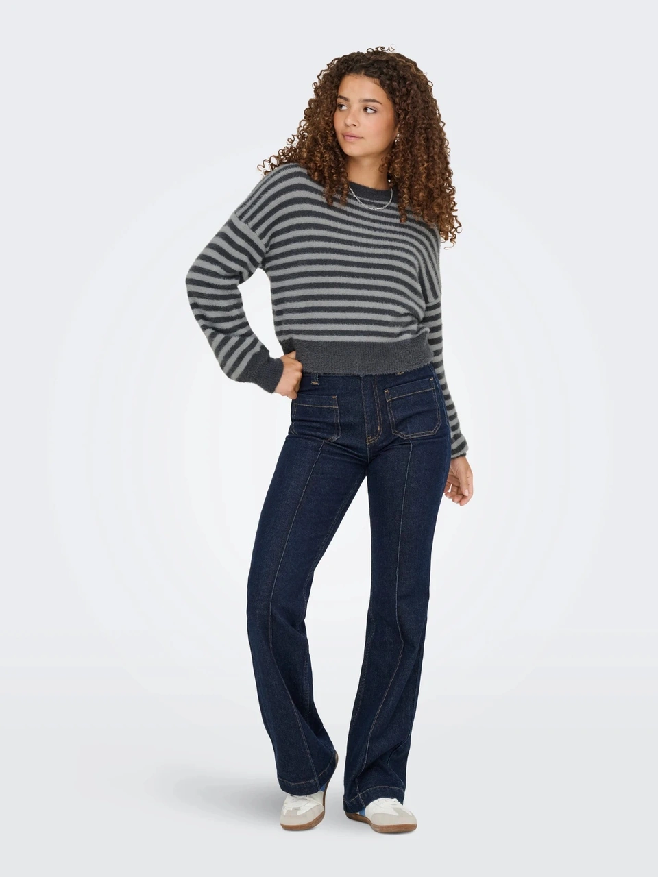 Only Onlpiumo L/s Pullover Kadın Kazak 15235973 Gri