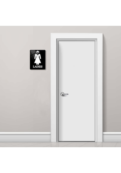 Decorıta Cam Wc Yönlendirme Levhası 2'Li Siyah Ladies - Gents