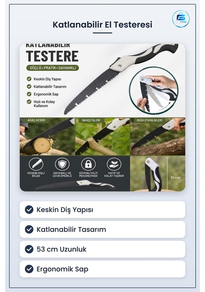 Katlanabilir El Testeresi Keskin Dişli Bahçe Budama Kamp Ve Ahşap