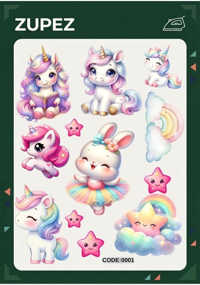 Ütüyle Yapışan Unicorn Temalı Kumaş Aplike Yama, Transfer Kağıdı, Çocuklar İçin Dekoratif Arma - 818951810