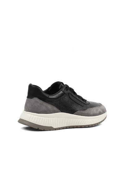 Erkek Siyah Gri Süet Deri Sneaker