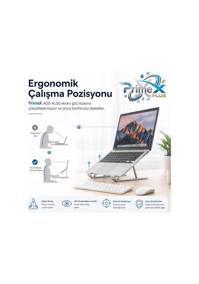 Lexroo Ads-al05 Alüminyum Ayarlı Laptop Standı, Macbook Uyumlu Notebook Yükseltici Tutucu
