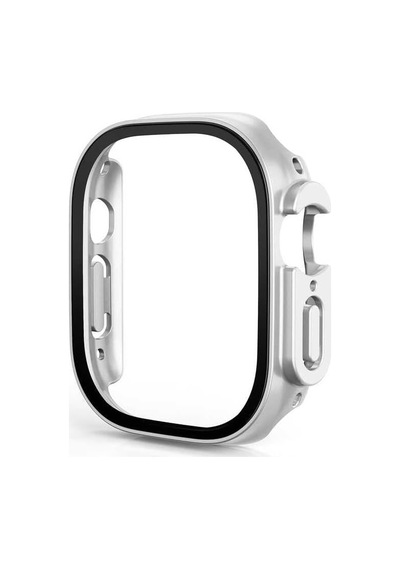 Apple İle Uyumlu Watch Ultra 49mm Kasa Ve Ekran Koruyucu Watch Gard 19 Gümüş Çok Renkli