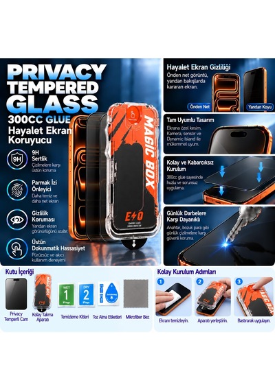 İphone 18 Pro Max Premium Hayalet Temperli Cam Ekran Koruyucu Perfect Fit