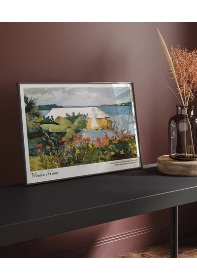 Çerçevesiz Poster Winslow Homer Çiçek Bahçesi Ve Bungalov