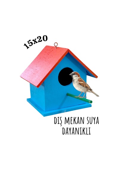 Ncy Ahşap Kuş Yuvası Kuş Evi Dış Mekan Suya Dayanıklı 15 x 15 x 20 CM