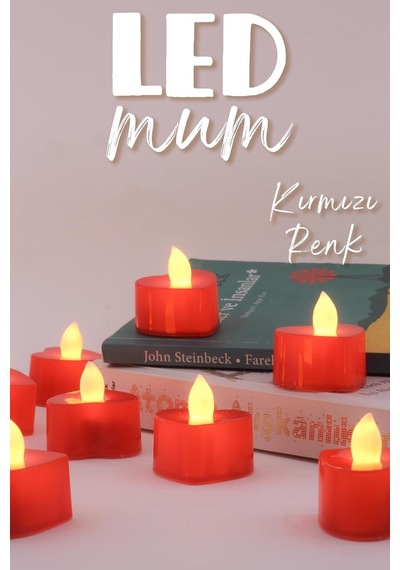 8 Adet Mini Led Mum Seti Pilli Dumansız Alevli Ledli Dekoratif Yapay Mum Dekor Işığı 8 Adet Kalp Kırmızı 4 Cm Çok Renkli