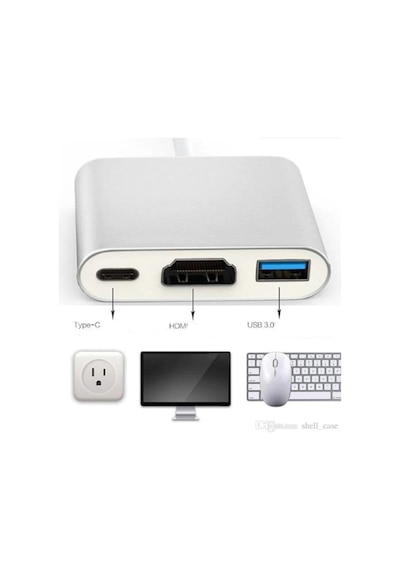 Type-C To Hdmi 4K Usb 3.0 Dönüştürücü Adaptör Apple Uyumlu MacBook Pro